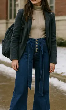 Flying Tomato Flare Jean Small High Waist Y2K Flair Festival Hippy‎