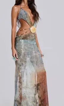 Jaded London Vida Backless Maxi Dress Shell Small