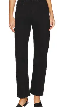FRAME Le High N Tight Straight Cut-Out Waist‎ Jeans in Film Noir Black Size 25