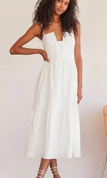Simplicity and Sweetness White Sleeveless Tiered Midi Dress
