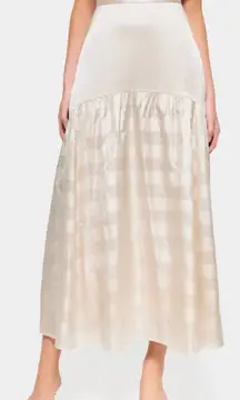 Cami NYC Roxana Silk Skirt Maxi‎ Long Silk Stripe Beige Cream Size Medium