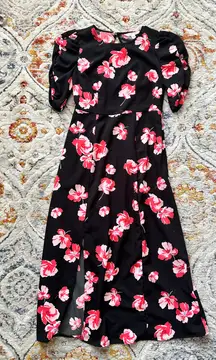 Floral Puff Sleeve Midi Dress