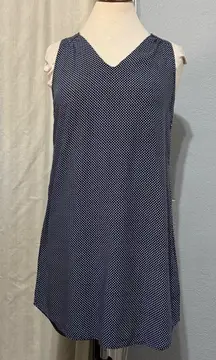 Old Navy Women Navy‎ Blue Patterned V-Neck Shift Tunic Relaxed Fit Dress Size S