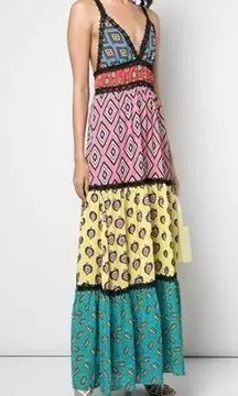 NWT Alice + Olivia  Paneled Maxi Dress $595 Sz 2