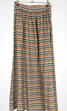 Vintage‎ Maxi Skirt Striped Handmade Floral A-Line Prairie Modest Retro Unique