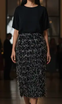 Akira long Black pencil  Skirt with tulle all over and pips of color.