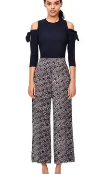 Rebecca Taylor NEW  SWEET BRIAR BLACK WHITE PRINT HIGH RISE WIDE LEG TROUSER PANT