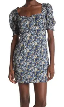 NSR Cami Sweetheart Neck Puff Sleeve Floral Mini‎ Dress Size XL New with Tags