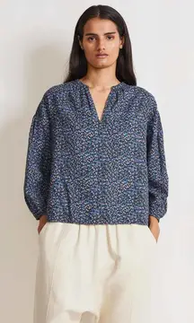 Apiece Apart Marit shirred cotton blouse long sleeve S