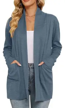 NWT Micoson Long Sleeve Open Front Cardigan Loose Lightweight Cardigan size M