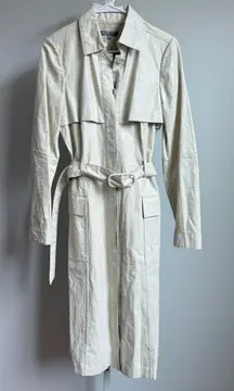 Bill Blass New York Unique VTG 90s Y2K Trench Coat Size 6 Luxury Faux Leather‎