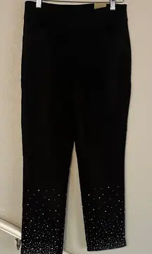 NEW Chico’s Black Ankle Pants Sequin Hem Sparkle Christmas Holiday Glam Party