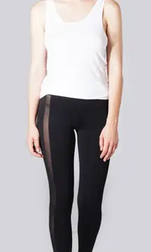 David Lerner Mesh Racing Side Stripe Black Leggings XS