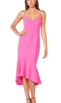 NWT  ‘Lisandra’ Pink Shock Magenta Ruffle Midi Dress- Size 6