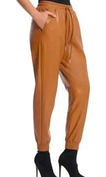 Bagatelle Faux Leather Joggers Cognac Brown NWT
