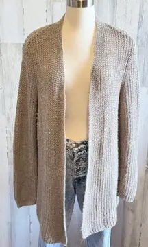 Chico’s Knit Cardigan Women Size 3 Equivalent XL Soft Beige Mohair Blend‎