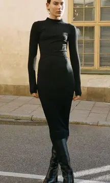 nwt ribbed cut out maxi turtleneck maxi knitted dress