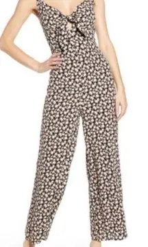 All in Favor Floral Print Tie Jumpsuit