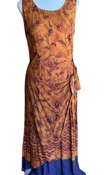 Scarlett Vintage Wrap Maxi Dress Artsy Boho Lagenlook Floral Sleeveless  Size 10