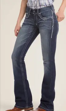 Ariat REAL Mid Rise Stretch Entwined Boot Cut Jean Size 30S Short Marine Western