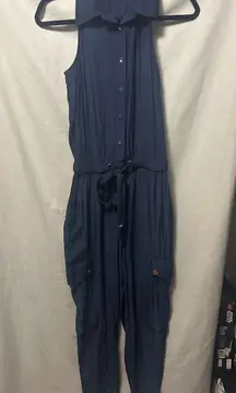 Ramy Brook Callie Button Down Jumpsuit In Spring Navy Size Small