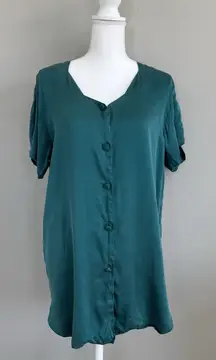 Vintage Victorias Secret Gold Label Luxury Silk Pajama Top Emerald Green S