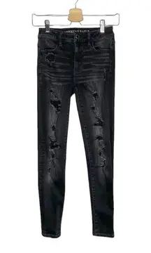 Hi Rise Jegging Faded Black Distressed Jeans