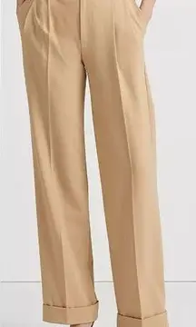 NWT  Wool High Waisted Straight Leg Pleated Trouser Dress Pants 14