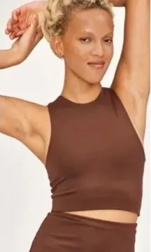 Girlfriend Collective NWT Dylan Tank Bra Size Medium Earth Brown Activewear