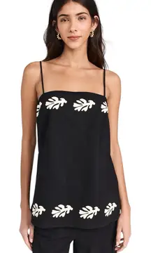 Seven Wonders Ammlia Top Women’s Large Black Sand Leaf Print Cotton