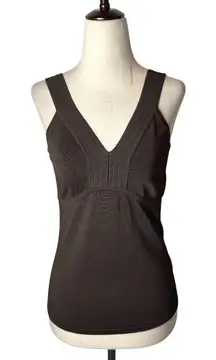 Lafayette 148 Tank Top Women Small Brown Knit V Neck Top Preppy Luxury Mature