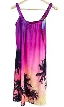 Pink & Purple Palm tree Hawaiian dress swim cover-up size medium (bust 30)