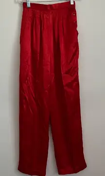 Vintage 80s Patty Woodard for Neiman Marcus Red Pleated Trousers Pants-Size 4