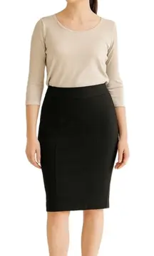 Alfani Black Knee Length Pencil Skirt Rayon Nylon‎ Spandex Womens Size 4