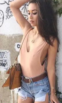 Brand New Nude Peach Backless One Piece Swimsuit