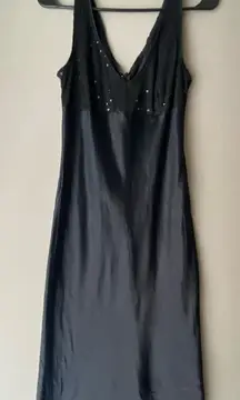 XOXO sz 7 black Vintage‎ Y2k satin sequin midi slip dress