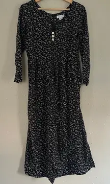 Vintage Black and White Floral Jumpsuit Lightweight Casual 90s Retro