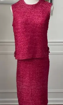 Vintage 60s 2 Piece Skirt Top Raspberry Pink ILGWU XS 4