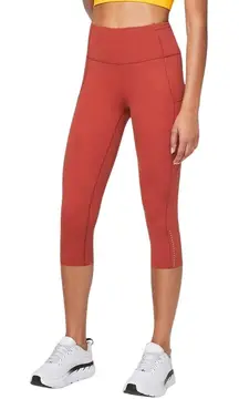 Lululemon Fast and Free Crop II 19" Legging Nulux Cayenne Orange Women 10‎