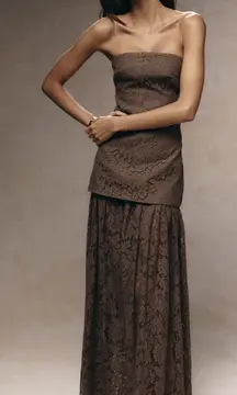 Brown lace maxi dress
