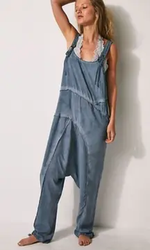 Free people act natural romper oversized overalls boho NWOT gray spring comfy
