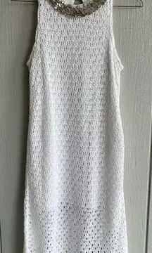 Lilly Pulitzer Crochet Sleeveless Midi Dress with Shell Collar White Size L