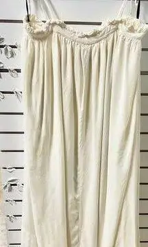 Majorelle  Sleeveless Tie Shoulder Pleated Maxi Slip Dress Cream Women's Size M