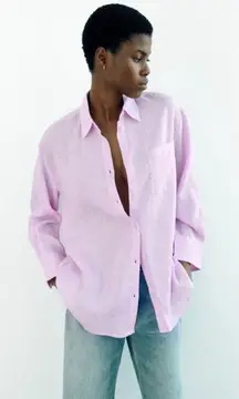 ZARA Linen Oversized Shirt With A Cutout In The Back