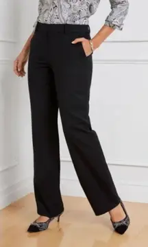 Talbots Windsor Curvy Black Linen Pants Wide Leg Breezy Polished Essential 12P