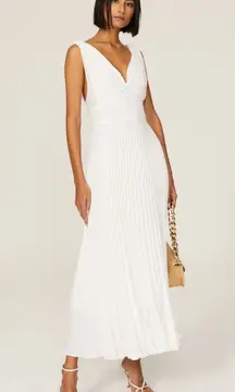 TOME White Pleated V-Neckline Sleeveless Midi Dress size 6