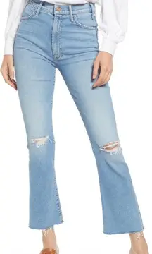 Hustler Distressed Raw Hem Ankle Jean