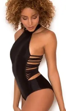 House of CB Caicos Black Ladderback One Piece Swim New with Tags XS