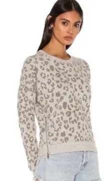 Marlo Gray Leopard Zip Sweatshirt large