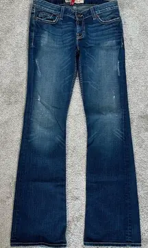 BKE Women’s Stella Stretch Jeans Boot Cut Low Rise Embellishment Pocket Size 28